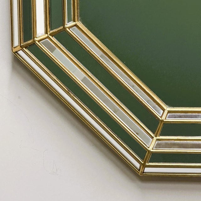 Large Octagonal Wall Mirror in Layered Mirrored Glass witl Gilt Accents from Deknudt For Sale - Image 4 of 11