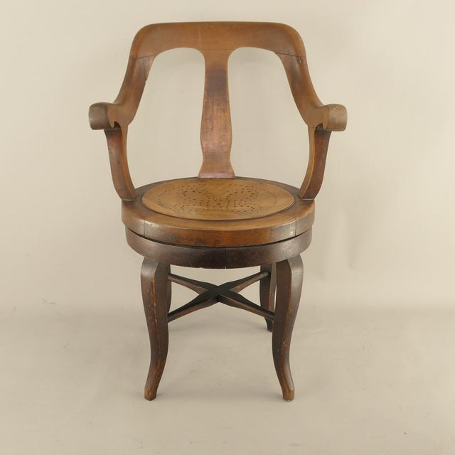 Early 20th Century Walnut Swivel Barber Chair, Austria For Sale - Image 13 of 13