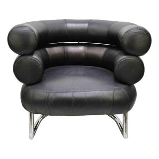Bibendum Black Leather Chair by Eileen Gray, 1980s For Sale