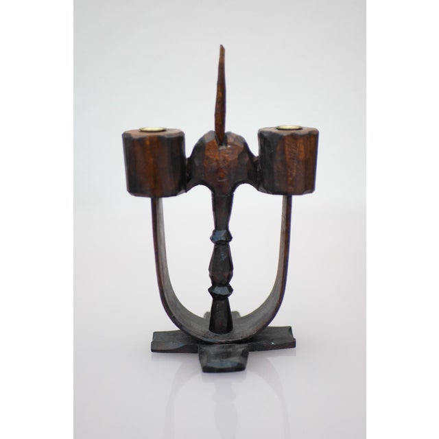 Black Swedish Wooden Candleolders from Taserud, 1955, Set of 2 For Sale - Image 8 of 17