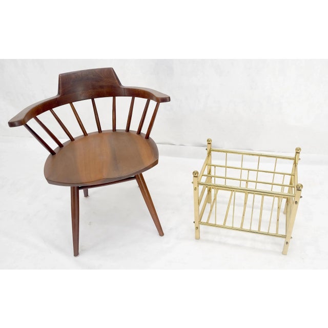 Solid Brass Tube Vintage Mid Century Modern Caddy Magazine Rack Ball Finial For Sale - Image 9 of 12