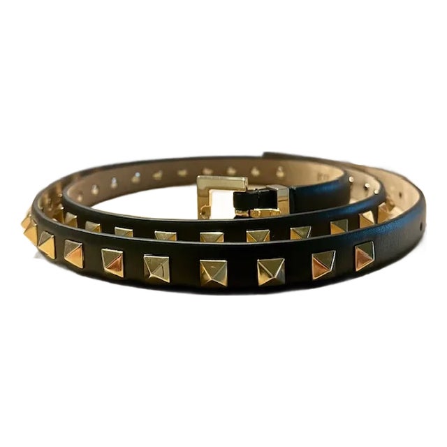Valentino Rockstud Calfskin Belt, Original Out of Production, Gold-Tone Studs & Buckle, Made in Italy, Brand New For Sale