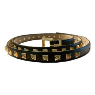 Valentino Rockstud Calfskin Belt, Original Out of Production, Gold-Tone Studs & Buckle, Made in Italy, Brand New in Box For Sale