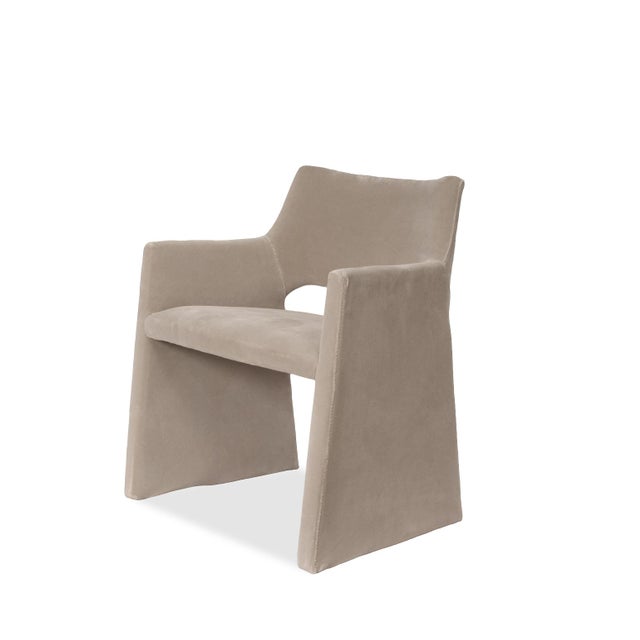 Cb2 Foley Faux Mohair Dove Dining Armchairs, Set of 4 | Chairish