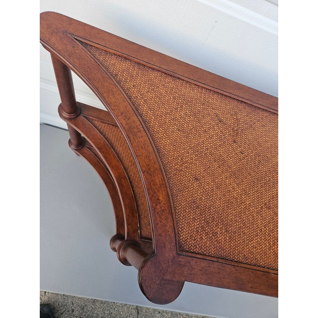 1990s Ethan Allen Three Tier Rattan Legacy Collection Entryway Console Table For Sale - Image 11 of 11