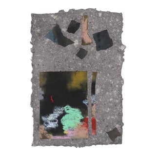 Contemporary Fine Art Abstract Painting Collage on Grey Handmade Paper by Casey R Klein For Sale