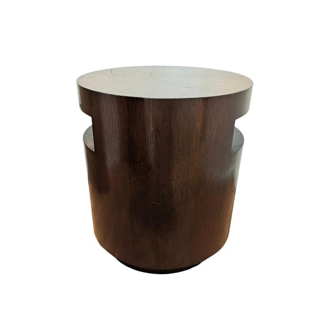 Mid-Century Modern Vintage Crate & Barrel Tambe Round Wood End Table For Sale - Image 3 of 5