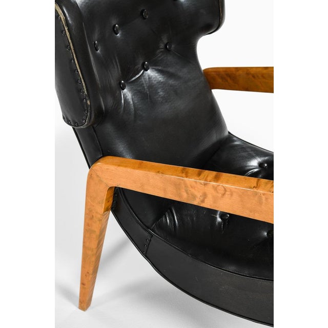 Easy Chairs in Leather and Birch, 1950s, Set of 2 For Sale - Image 9 of 12