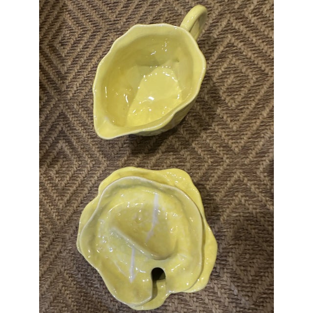 1950s Vintage Selca Yellow Majolica Cabbage Plate Set- 42 Pieces For Sale - Image 10 of 12