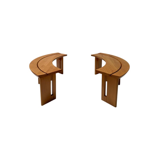 Curved Benches S38A by Pierre Chapo for Ebenisterie Seltz, France, 1970s, Set of 2 For Sale - Image 11 of 12
