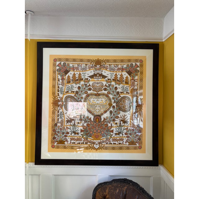 Figurative Hermes Carre 90 Decoupages Silk Scarf For Sale - Image 3 of 7