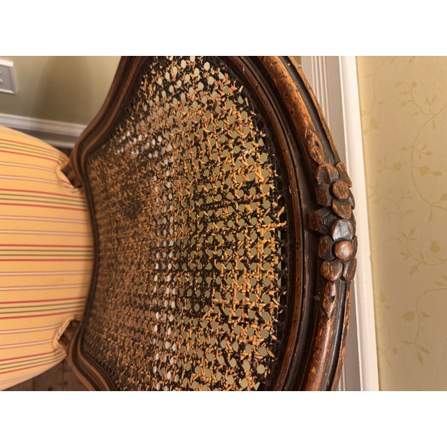 Pair of Antique French Louis XV–Style Caned Side Chairs, Upholstered Seat For Sale - Image 9 of 9