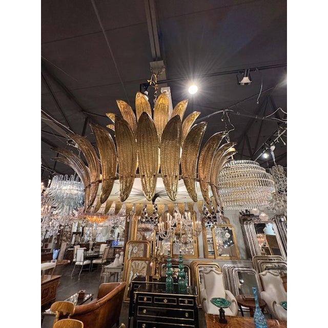 Murano Glass 2-Tier Palm Leaf Chandelier For Sale In Dallas - Image 6 of 6