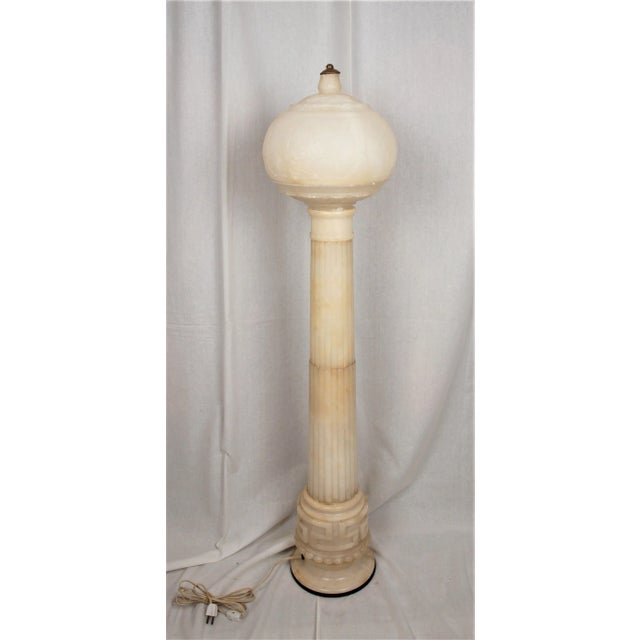 Antique Large Alabaster Table Lamp With Globe Shade For Sale - Image 9 of 11