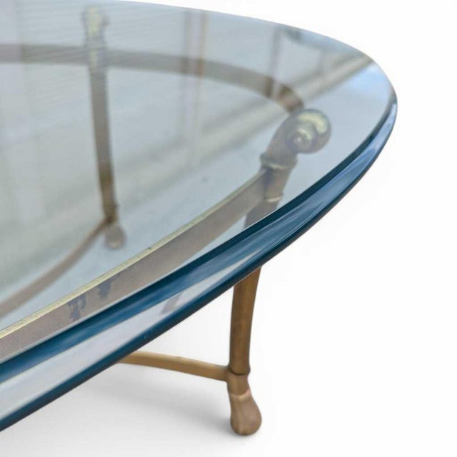 Gold Late 20th Century Attributed LaBarge Glass Top Brass Coffee Table For Sale - Image 8 of 18