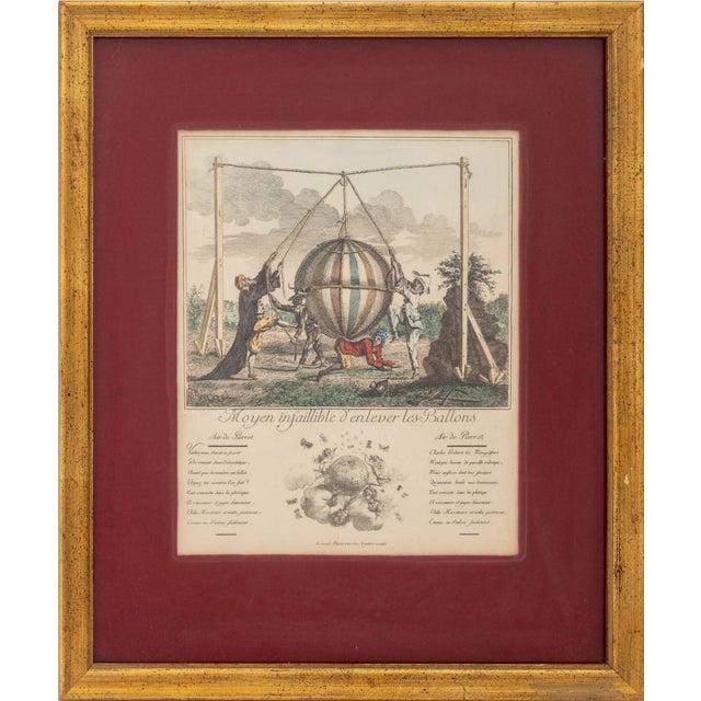 French Ballooning Hand-Colored Etchings, 3 For Sale - Image 13 of 17