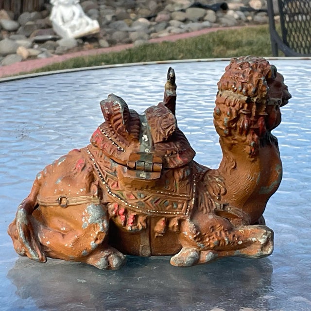 Traditional Antique Egyptian Revival Vienna Bronze Camel Inkwell For Sale - Image 3 of 7