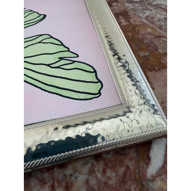 Metal Silver Plated Francesca Moretti Silverstar International Frame + Abstract Painting by Jette Moore For Sale - Image 7 of 12