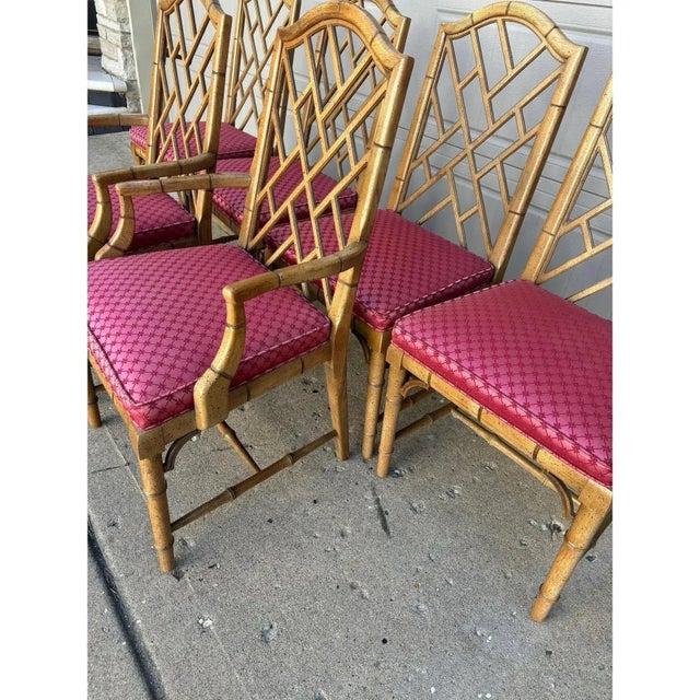 Late 20th Century Chinoiserie Fretwork Style Dining Chairs by Century Furniture - Set of 6 For Sale - Image 5 of 9