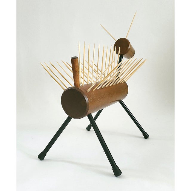 Sculpture Teak Cocktail Pick Holder Dog For Sale In Miami - Image 6 of 12