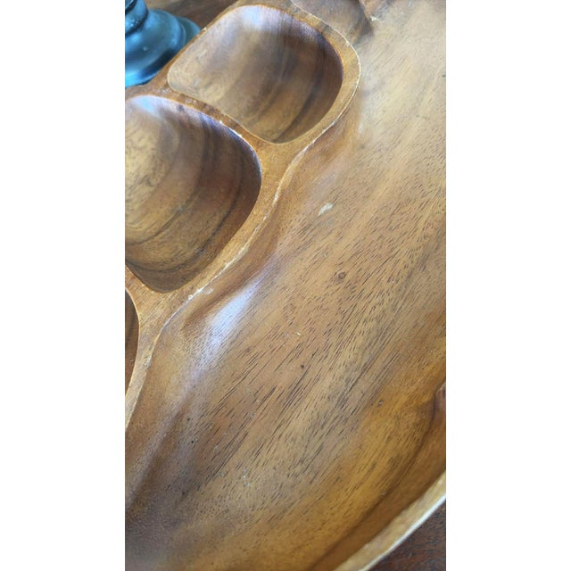 Mid 20th Century Danish Modern Oversized Wooden Divided Leaf Platter Tiki Hawaiian Entertaining For Sale - Image 4 of 10