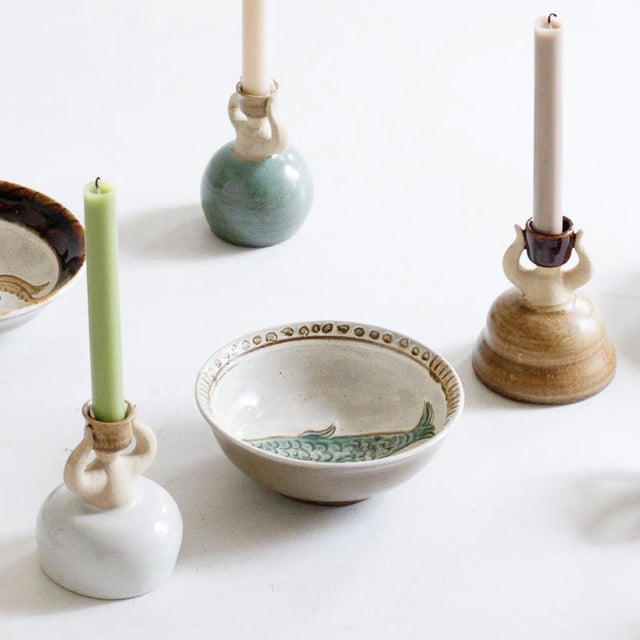 Ceramic Figurative Woman Ceramic Candlestick Holder White For Sale - Image 7 of 12