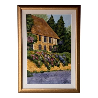 1980s Fred Dettmann (1945–2022) German-American Impressionist Cottage Landscape Oil on Masonite Painting For Sale