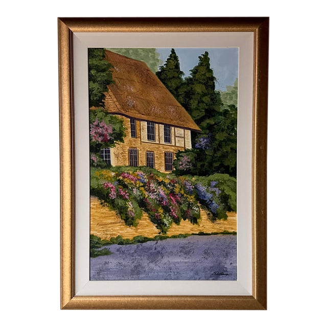 1980s Fred Dettmann (1945–2022) German-American Impressionist Cottage Landscape Oil on Masonite Painting For Sale
