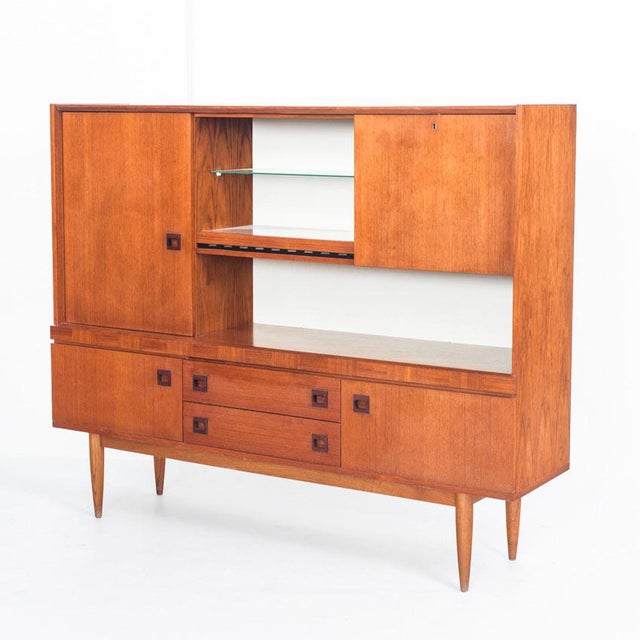 Mid-Century Modern Tall Vintage Scandinavian Sideboard in Teak, France, 1960s For Sale - Image 3 of 14