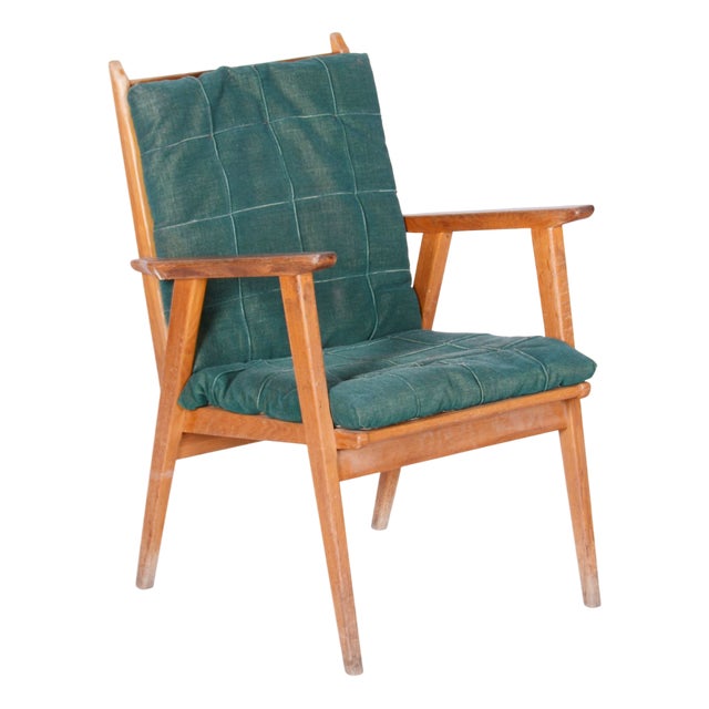 Oak Armchair attributed to Jan Vanek, Czechia, 1950s For Sale