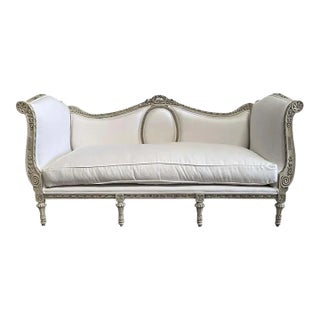 Late 20th Century Vintage Painted and Upholstered Louis XVI Style Sofa For Sale