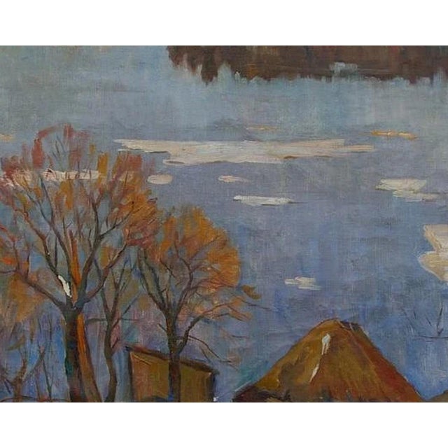 Antique Impressionism Oil Painting: Autumn Rural Ukrainian Art, 1970 80-100 For Sale - Image 6 of 6
