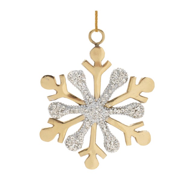 Kenneth Ludwig Chicago Jeweled Metal Snowflake Ornament (Set of 2) For Sale - Image 4 of 4