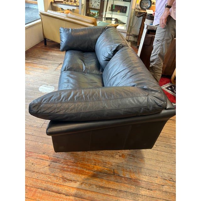 Mid-Century Modern Scandinavian Midcentury Modern Black Leather Sofa by Stouby For Sale - Image 3 of 17