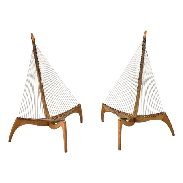 1980s Matched Pair of "Harp" Chairs in Ash Attributed to Jørgen Høvelskov - Two Chairs For Sale