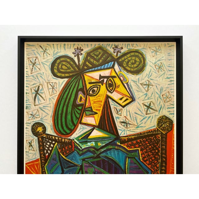 This Pablo Picasso very rare vintage 1968 Mid Century Danish Modern lithograph print custom framed Cubist exhibition...