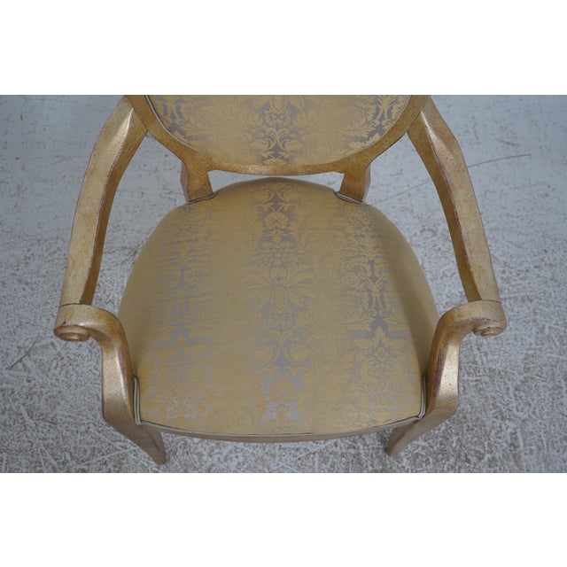 Pair Henredon Gold Finish Decorator Open Armchairs For Sale - Image 12 of 18