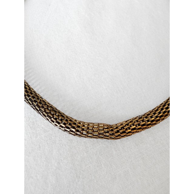 Vintage 1980s Mesh Collar Necklace, Antique Bronze-Tone For Sale In New York - Image 6 of 11