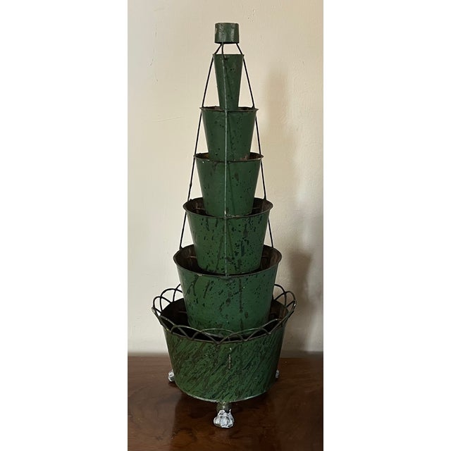 19th Century Antique 19th Century French Tole Graduated Seven Tiered Tulipiere Flower Frog Centerpiece For Sale - Image 5 of 12