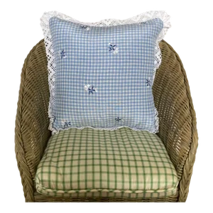 Nursery Rhymes Gingham Blue Square Decorative Pillow With Down Feather Insert