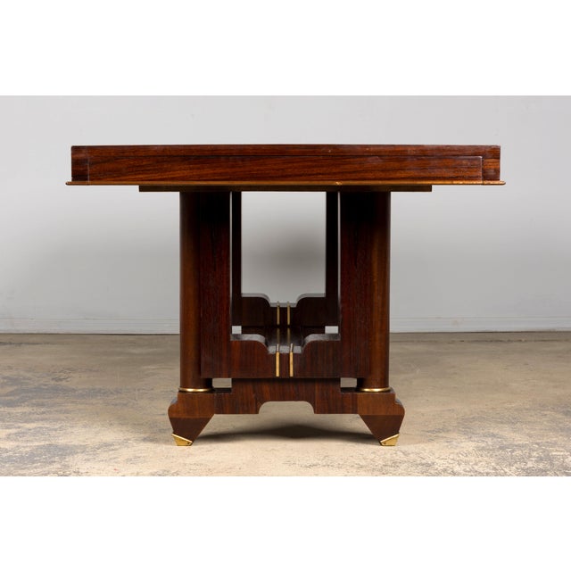 Art Deco Rosewood and Brass Dining Table, Jules Leleu Style, 1930s For Sale - Image 14 of 18