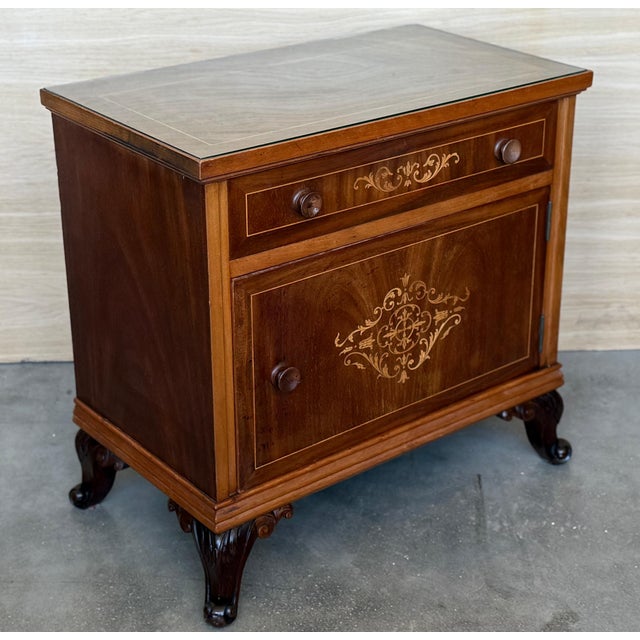Wood Pair of French Antique Bedside Cabinet Marquetry Nightstand, circa 1890 For Sale - Image 7 of 18