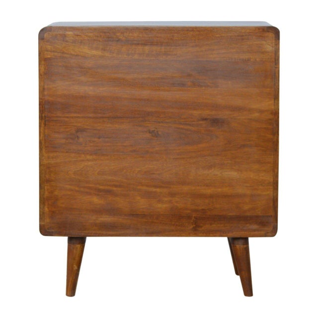Chestnut Curved Mango Wood Chest of Drawers in Chestnut Finish For Sale - Image 8 of 8