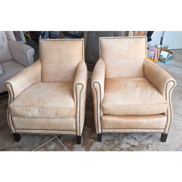Pair of Rustic Style Hide Covered Club Chairs For Sale - Image 4 of 15
