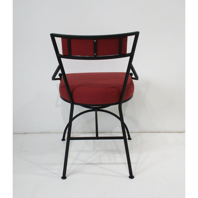 Metal French Iron and Upholstered Outdoor Indoor Dining Chairs For Sale - Image 7 of 12