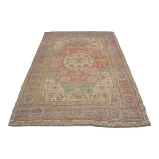 Floral Antique Oushak Carpet For Sale