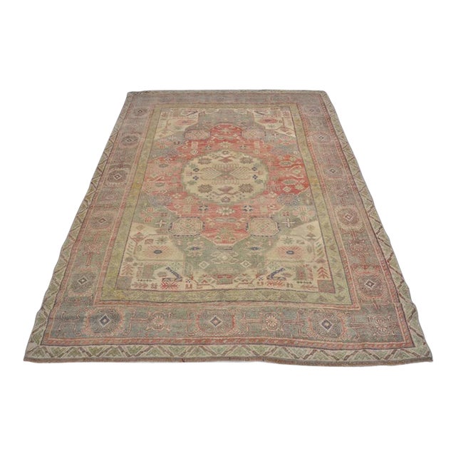 Floral Antique Oushak Carpet For Sale
