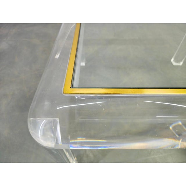 1980s Italian Acrylic, Brass, and Glass Coffee Table, 1980s For Sale - Image 5 of 9