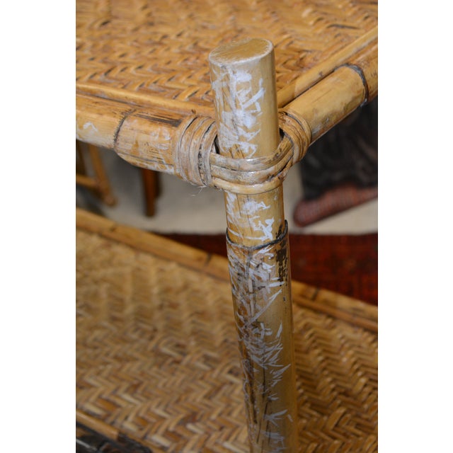 Vintage Bamboo & Woven Rattan 2 & 3 Tiered Decorative Long Shelving Shelf Unit For Sale - Image 9 of 18