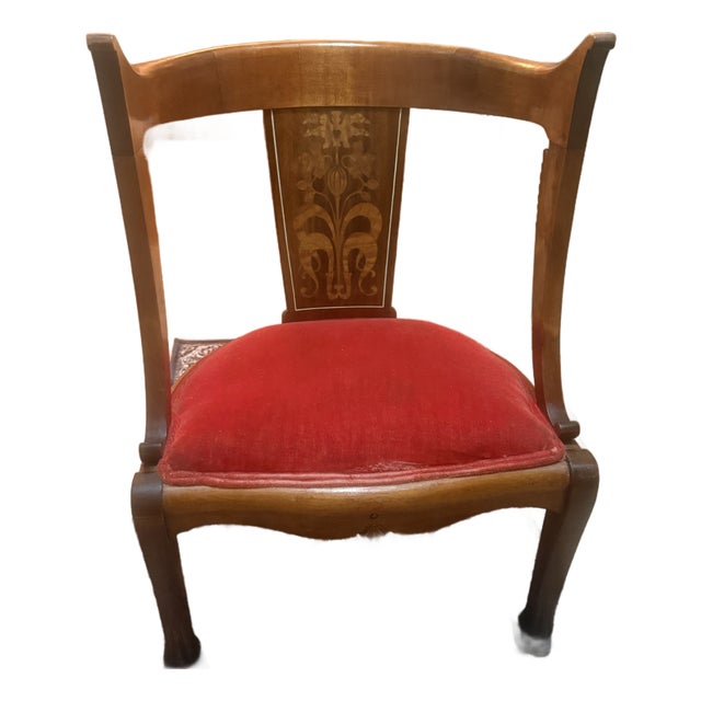 Antique 19th Century Inlaid French Empire Biedermeier Gondola Style Side Chair For Sale